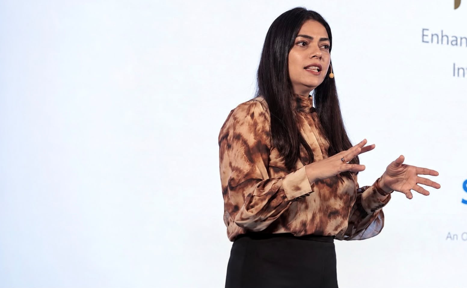 Speaking on stage at a Frido event