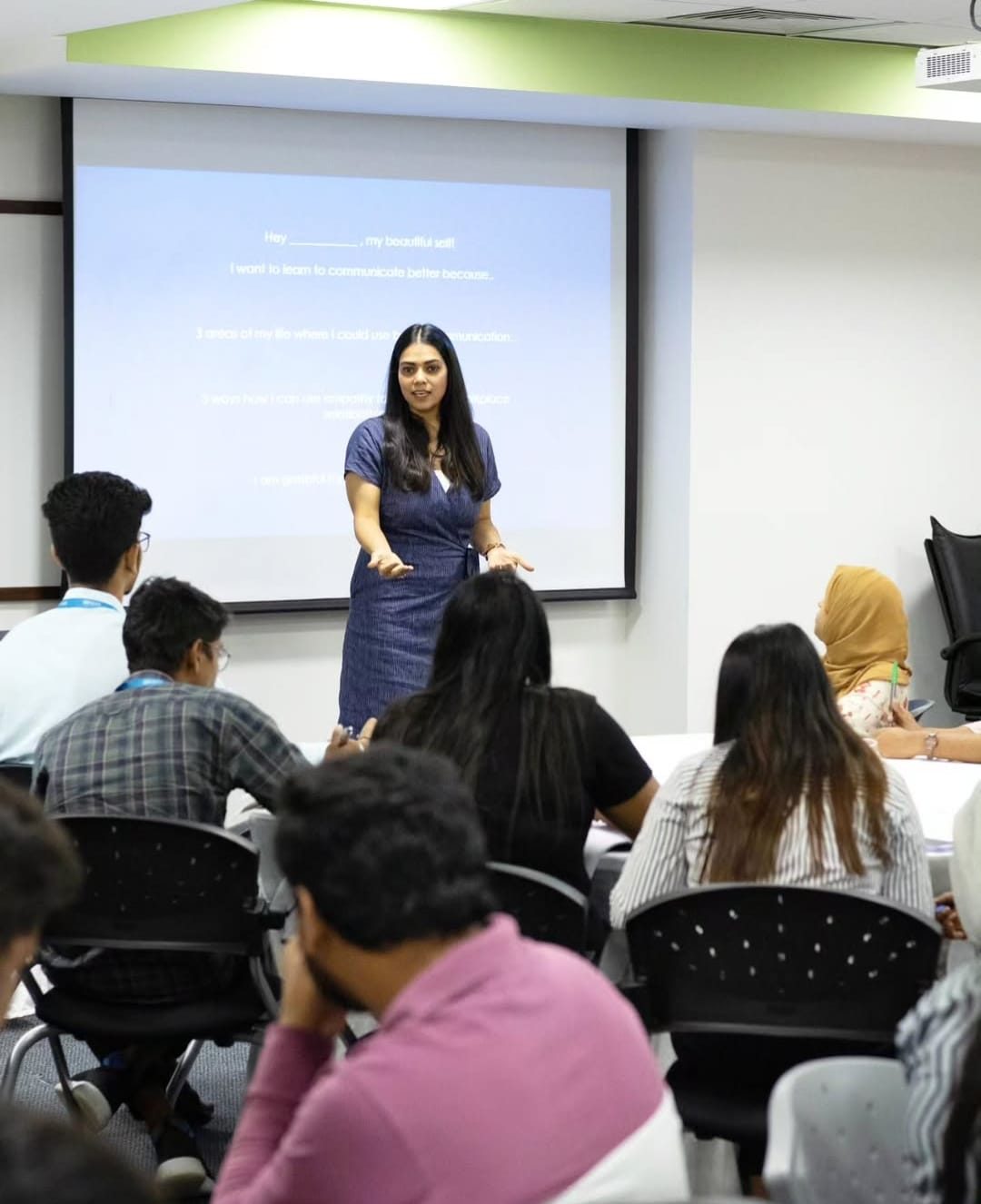 Presenting to a room of participants in front of a screen