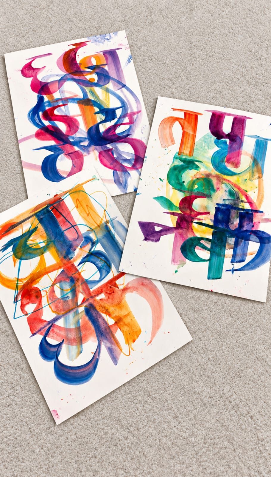 Colourful brush calligraphy artwork